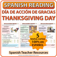 Spanish 1 Reading Passages about Thanksgiving - Lecturas del Día de Acción de Gracias